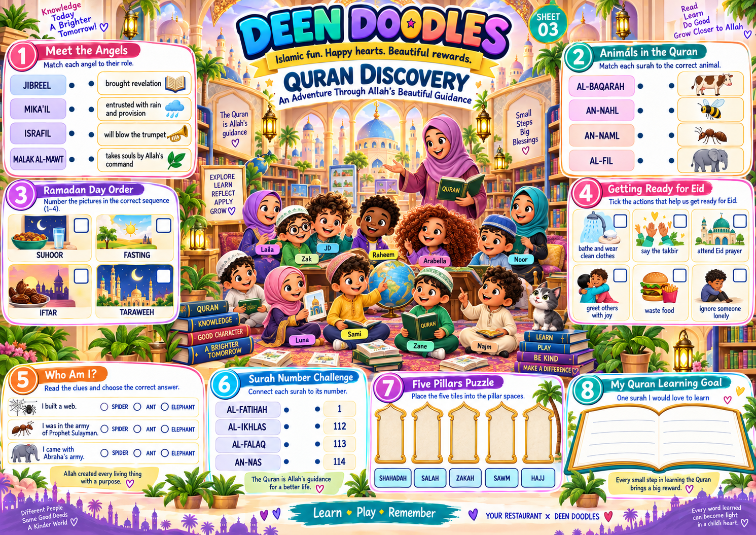 Quran Discovery Deen Doodles activity sheet